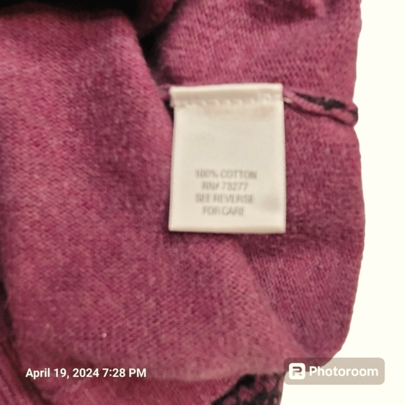 CROFT&BARROW,purple cardigan w/black lace print.Long sleeve, button-up. Sz.3X. - Picture 5 of 5